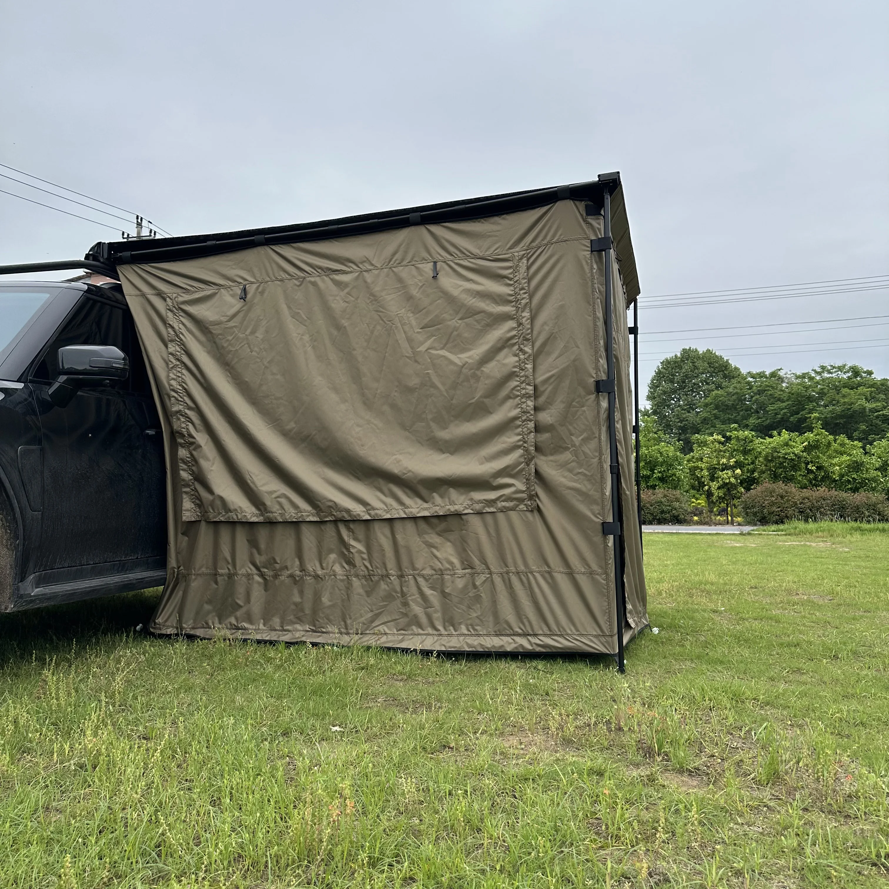 Outdoor Waterproof Windproof Double Aluminum Polyester Four-Season Wall Annex Camping Roof Top Tent Awning Mesh Room One Bedroom