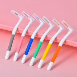 16pc Interdental Brush 0.4-1.5mm L-Shaped Interdental Brush Plastic Portable Brush Non-Slip Handle Eyelash Teeth Clean Oral Care