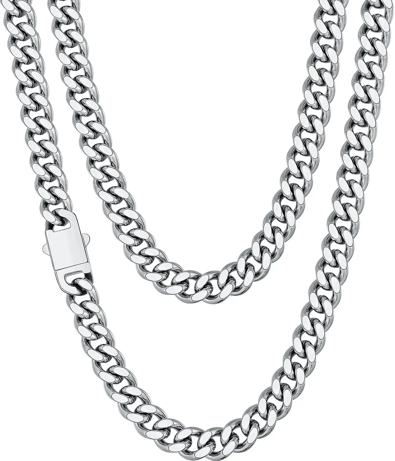 

Мужская цепочка Fiusem с серебряным/черным покрытием/покрытием из 14-каратного золота, 5 мм/6 мм/7,5 мм/8 мм/9 мм, из нержавеющей стали, кубинская цепочка.