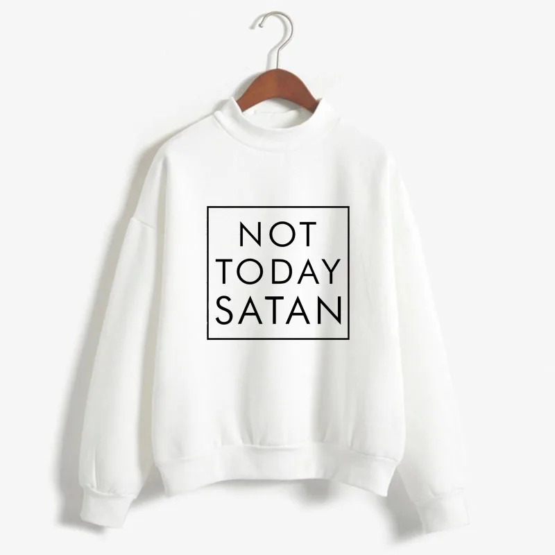 Not today satan Print Women Sweatshirt Korean O-neck Knitted Pullover Thick Autumn Winter Candy Color Loose women Clothes