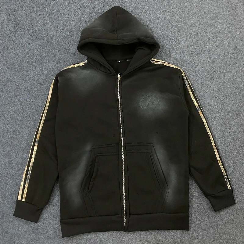 خمر الشرير القوطية الظلام المتناثرة سستة طويلة الأكمام الشارع الشهير شريط خياطة جعل الموضة القديمة عارضة المرأة الأمريكية هوديس