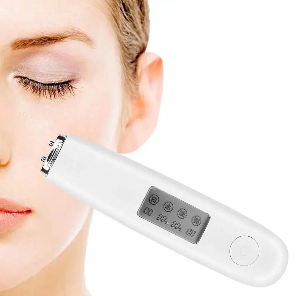 Portable Beauty Instrument Skin Oil Content Moisture Analyzer Face Skin Elasticity Whitening Degree Tester Detector White