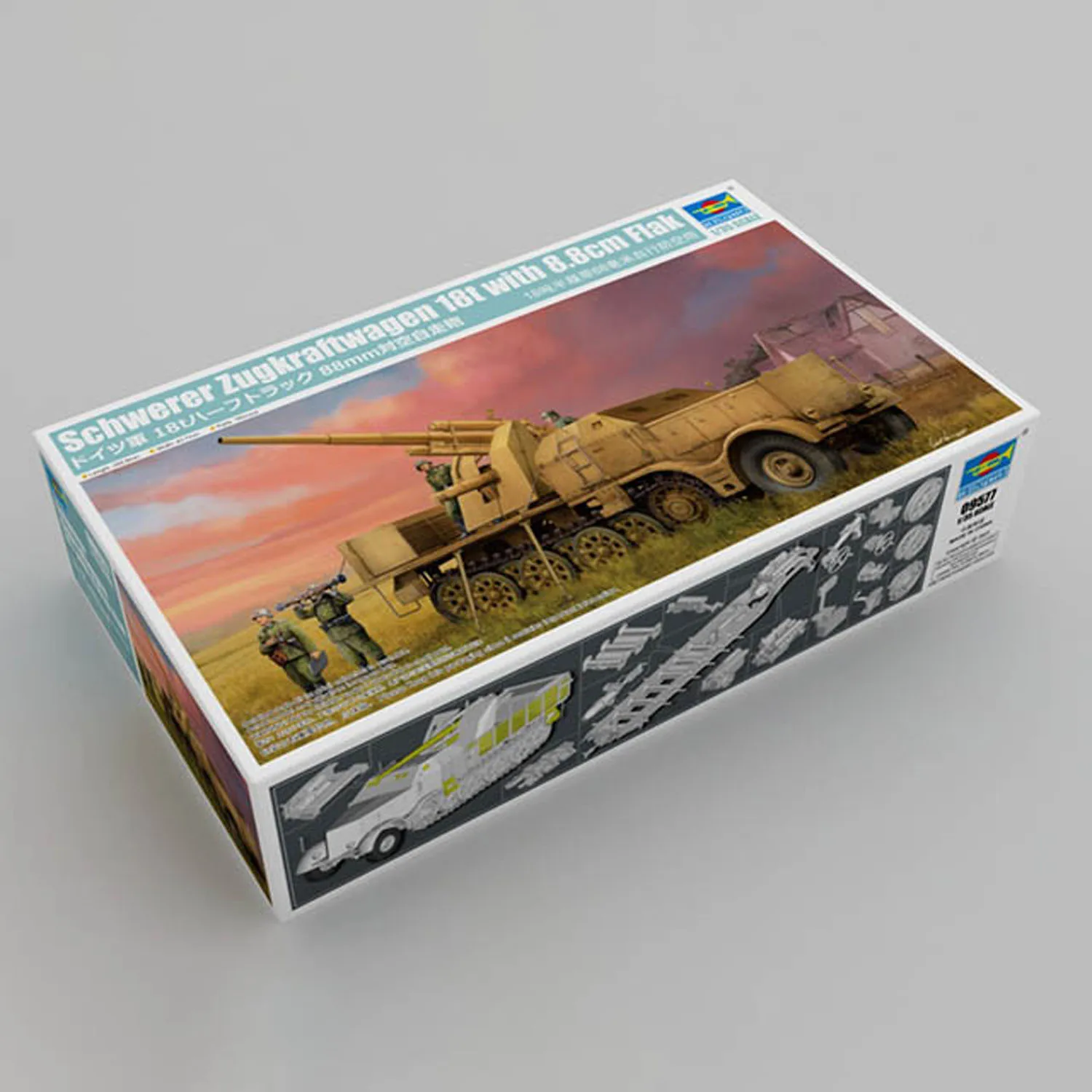 Trębacz 1/35 Schwerer Zugkraftwagen 18t z zestawem pojazdy wojskowe 8.8cm do budowy TH23819