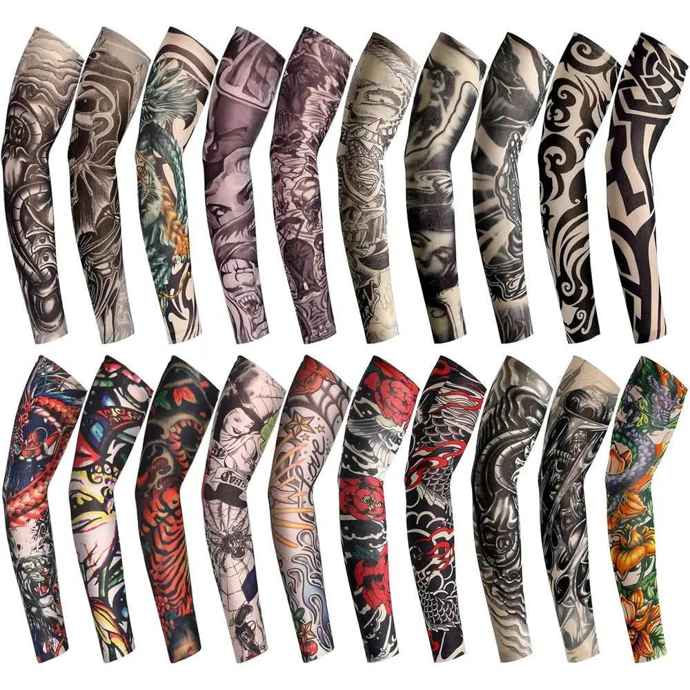 

Men's 20 Pack Cooling Arm Sleeves - Long Fingerless Arm Covers with UV Protection for Sports & Outdoors