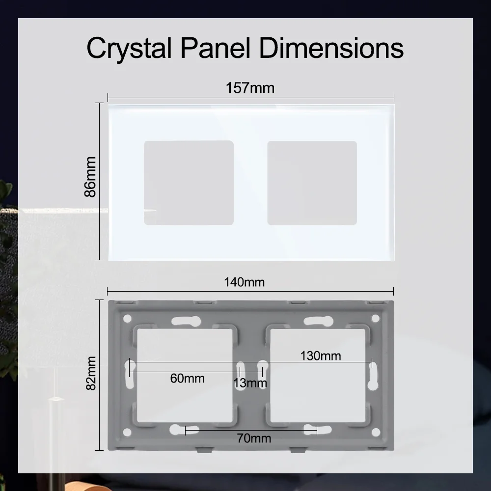 TAWOIA Only Glass Frame Panel Single Double Frame Wall Socket Triple Four Frames White Black Gold Grey DIY Part With Metal Frame