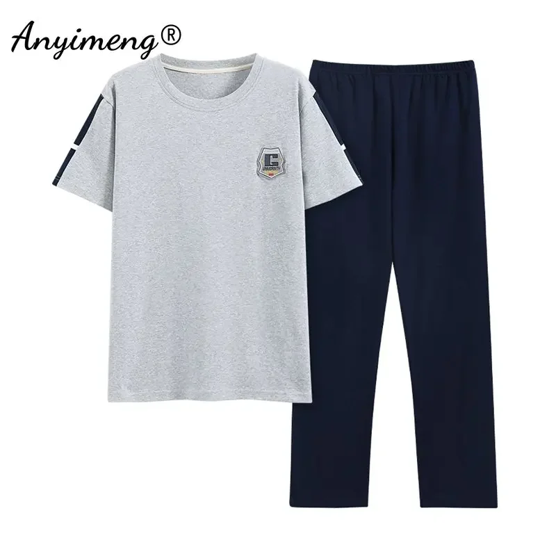 Big Size Man Pajamas Set Summer Cotton Casual Sleepwear for Boy Minimalist L-5XL Pijamas Men Leisure Loungewear Fashion Homsuit