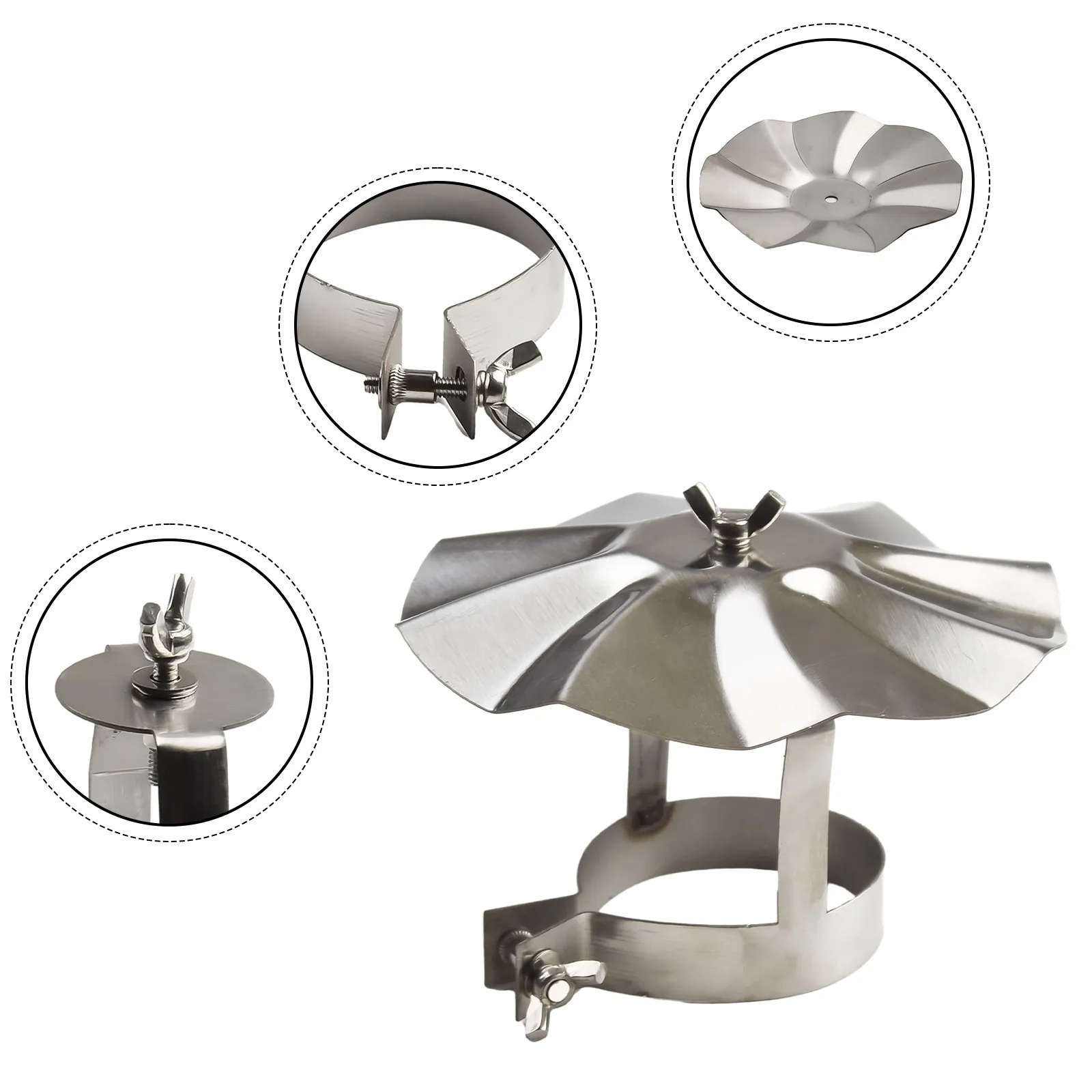 

Brand New Chimney Cap Cowl Roof Cowl 60mm/76mm/106mm Fix With Screws Prevent Rainwater Silver Stainless Steel 1pc