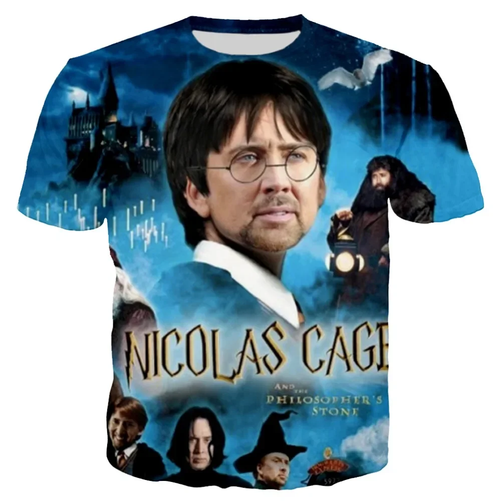 20234 New Funny Nicolas Cage 3D T Shirt  Men Women Summer Pattern T Shirt Casual Round Neck Harajuku Short Sleeves