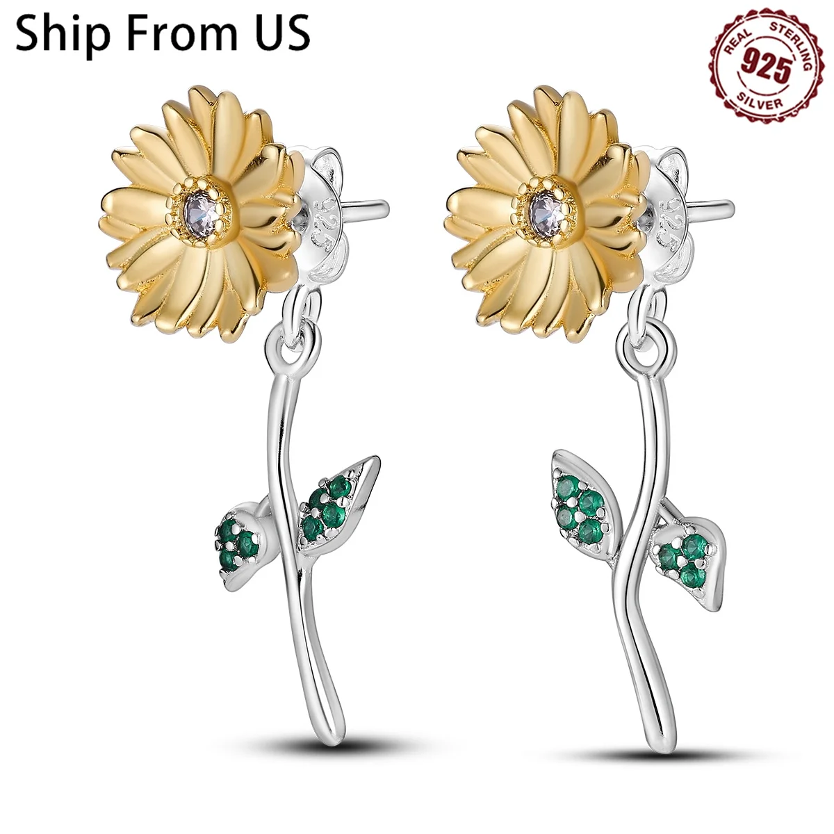 925 Sterling Silver Sunflower Flower Plant Series Drop Earrings For Woman Fashion Party Gifts Elegant S925 Jewelry Accessories