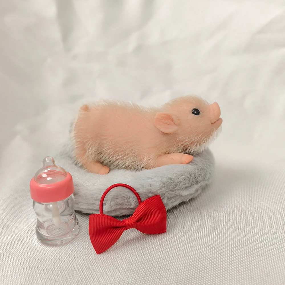 Cerdito de Silicona de 5 Pulgadas, Suave y Adorable, Mini Animales Realistas con Accesorios, Muñeco de Cerdo Recién Nacido Realista, Juguete Antiestrés, Regalo