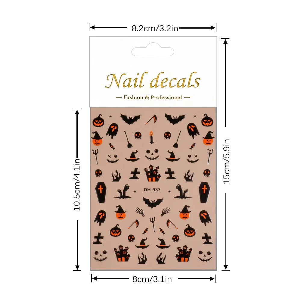 1/5 قطعة ملصقات أظافر الهالوين شيطان اليقطين الظلام الرعب نمط مسمار ملصقات فنية للنساء لتقوم بها بنفسك مانيكير زينة ذاتية اللصق