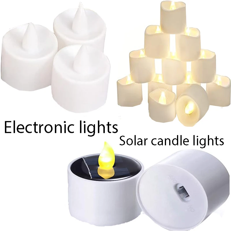 

1pc solar tea light 10pcs12pcs electronic light LED anti-candle light flameless flashing, suitable for various occasions.