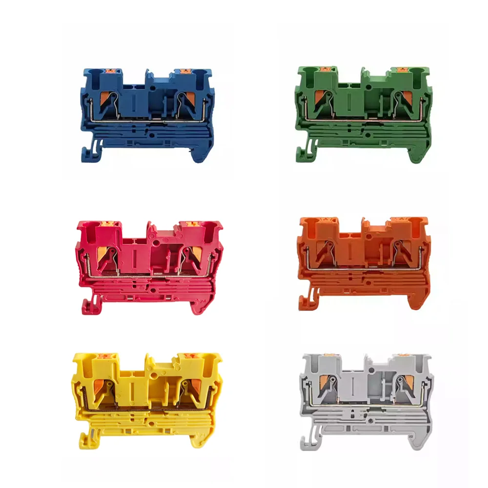 100PCS/box PT2.5 Push-In Termin Spring Plug Cable Screwless Electrical 2.5mm NS35 DIN Rail Terminal Block PT 2.5