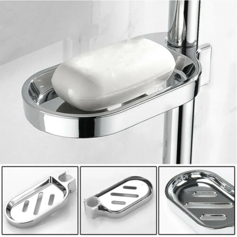 

Bathroom Bath Shower Soap Dish Holders Adjustable Rail Slide Soap Box ABS Plastics Soap Tray for 25mm Hole Diameter