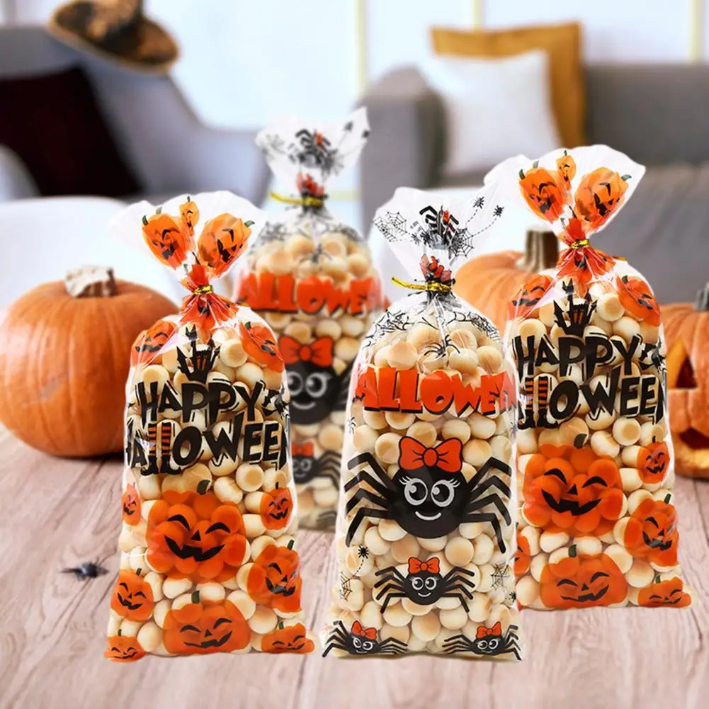 Halloween Trick or Treat Bags Halloween Candy Bags Festive Twist Ties for Spooky Party Favors Gift Packaging