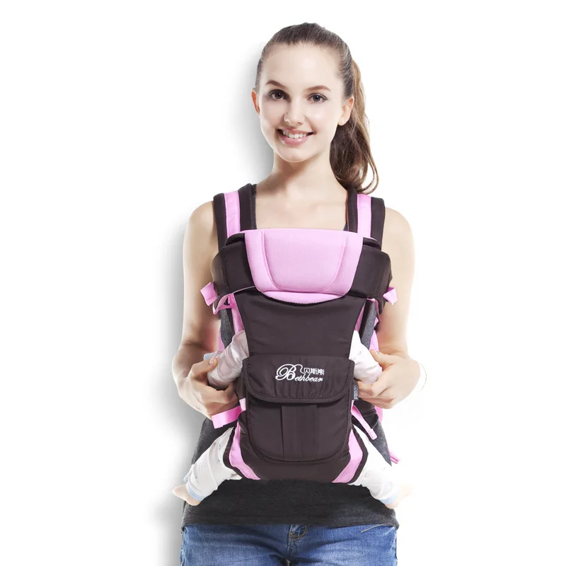 Respirável Frente Enfrentando Portador de Bebê, Infantil Estilingue Confortável, Envoltório Mochila, Ajustável para 0-24 Meses de Viagem Do Bebê, 4 em 1