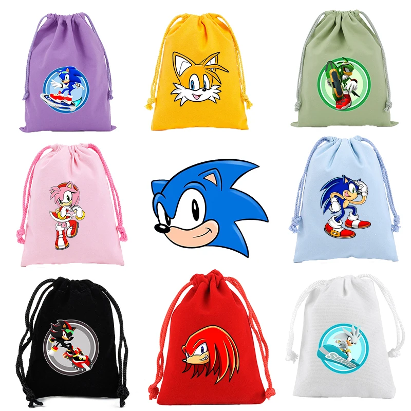 

Sonics Drawstring Bag Kawaii Party Decoration Gift Bags Large Capacity Cartoon Anime Candy Bag Jewelry Storage Bags Xmas Gifts