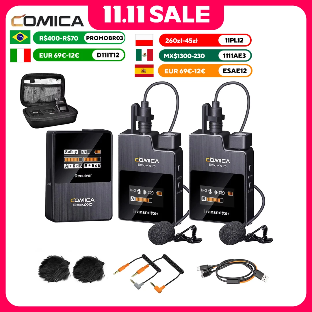 

Беспроводной петличный микрофон Comica BoomX-D, поддержка внутренней записи, для камер, видеокамер, смартфонов