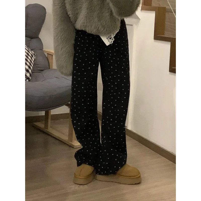 

QWEEK Black Vintage Jeans for Women Korean Fashion Baggy Y2k Flower Denim Pants Harajuku Streetwear Acubi Trousers 90s Aesthetic