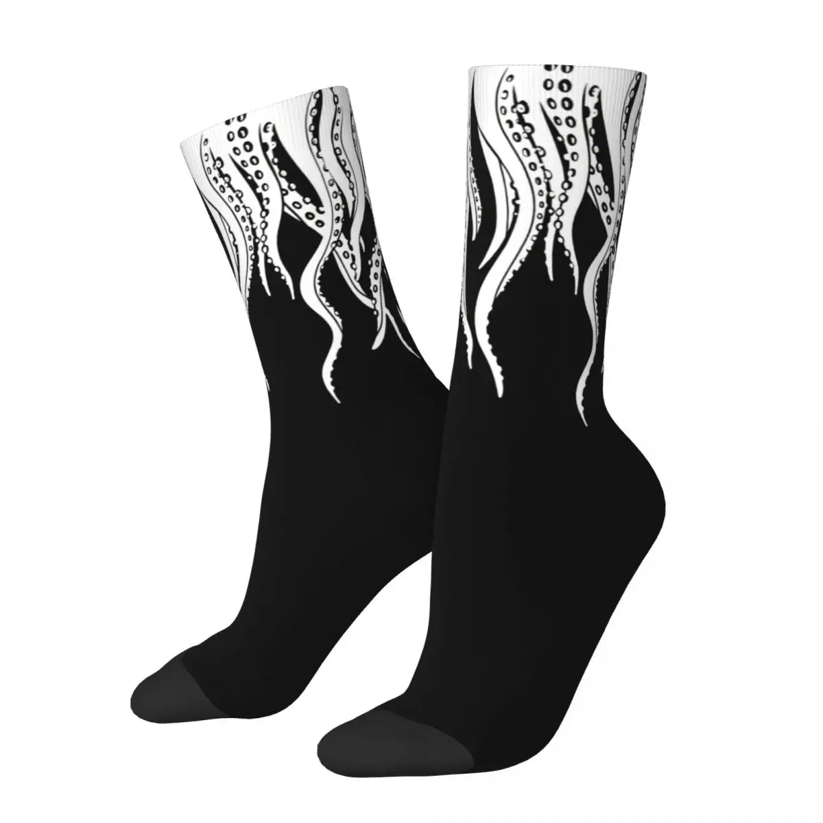

Tentacles White Funny Men's Socks Vintage Cthulhu Mythos Street Style Seamless Crew Sock Gift Pattern Printed
