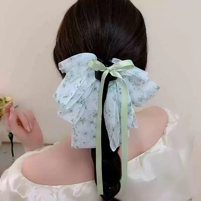 

Women Girls Headwear Hair Clip Ladies Hairgrips Female Hair Accessories Korean Style Cute Long Streamer Bow Mother Hair Claws