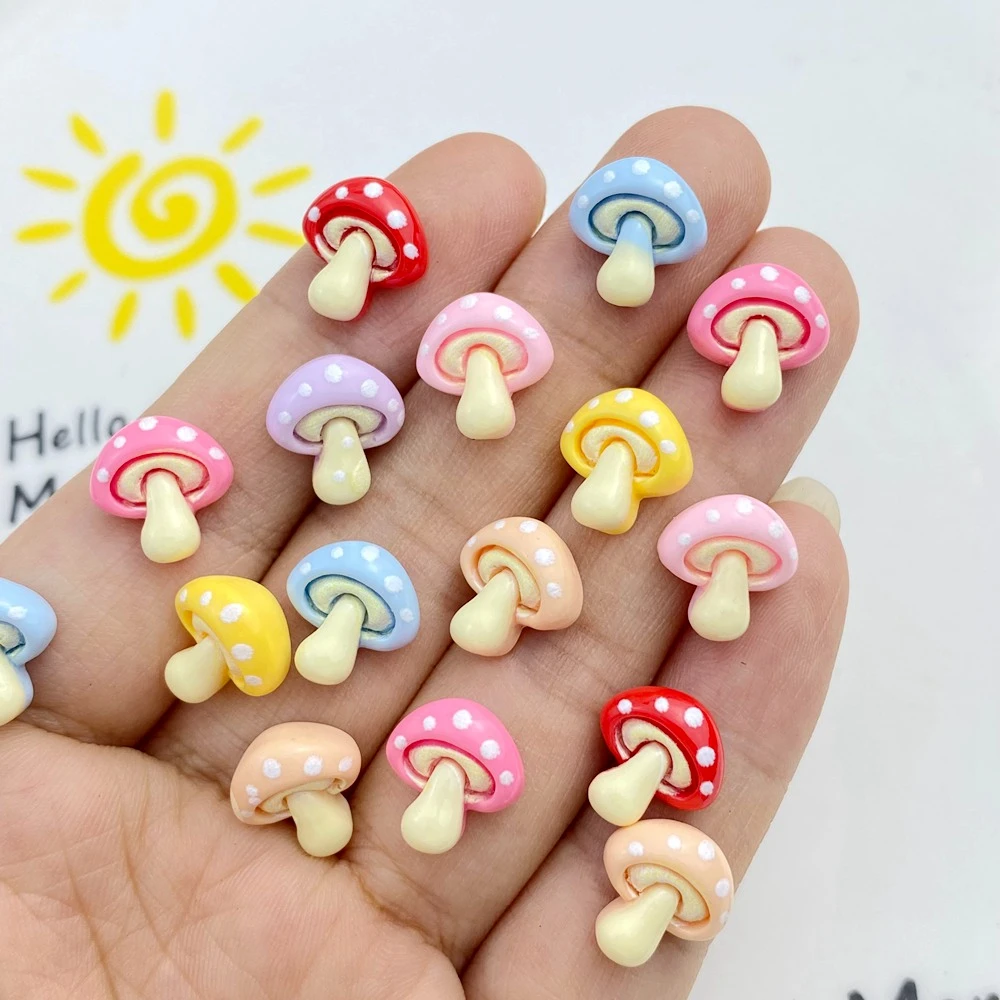 30Pcs New Cute Resin Small Mushroom Flat Back Ornament Biżuteria do manicure Hairwear Accessorie