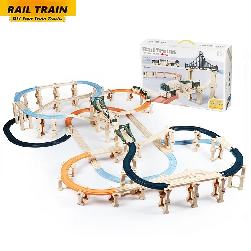 子供向け鉄道トラックビルディングブロック,教育玩具,DIYパズル,組み立てギフト,69個