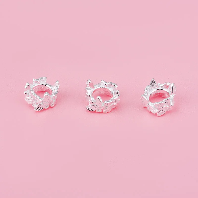 S999 Full Silver butterfly Ring Silver bead butterfly ring ring bracelet string jewelry DIY accessories