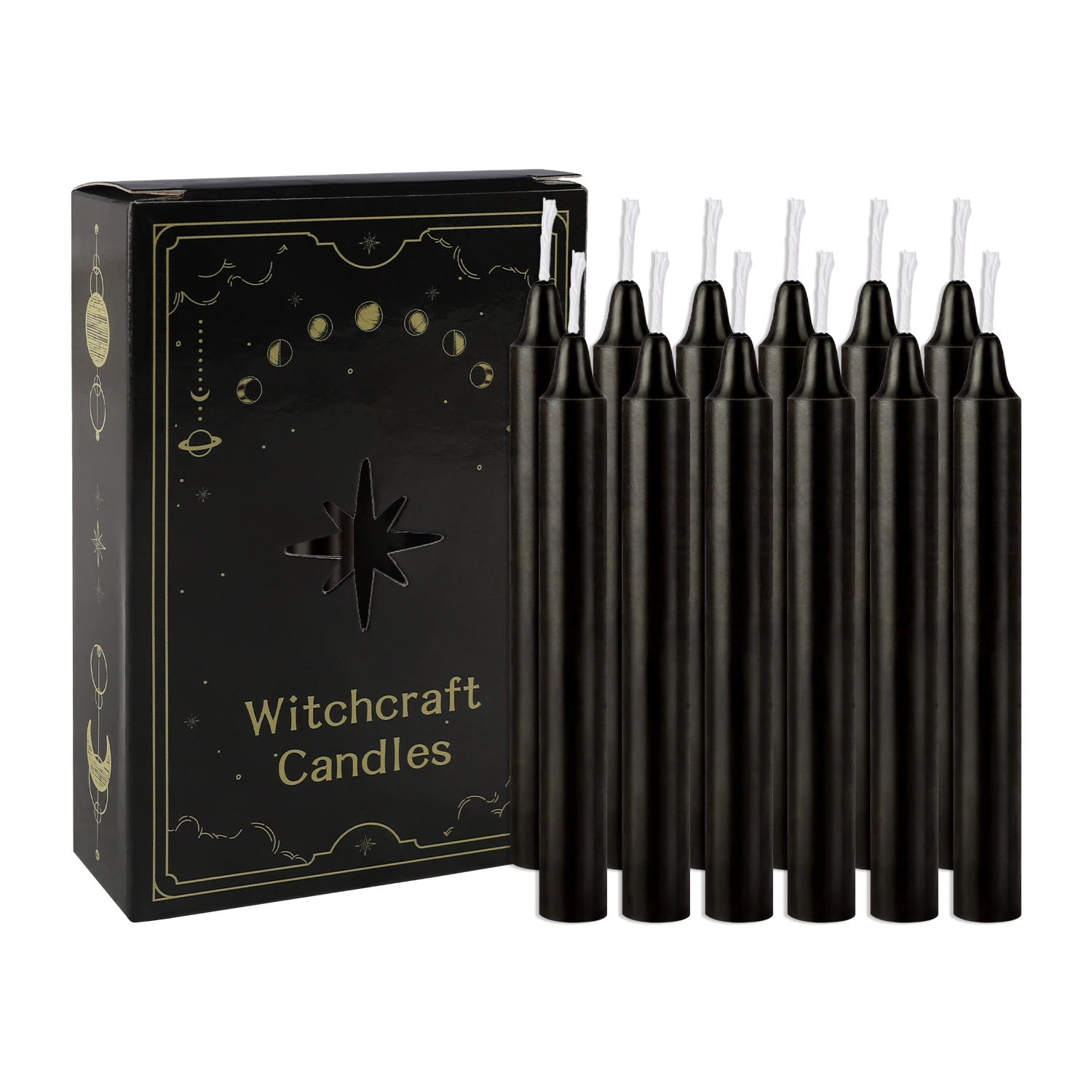 12 Pcs 3.9*0.4in, Black Small Stick Candles, No Drip, No Smoke, No Scent, Household Dinner Candles, Hand-Poured, High-Quality, Suitable for Various Places and Holidays.