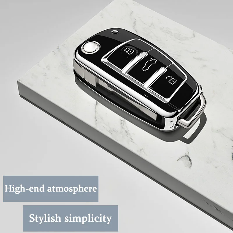 Soft TPU Car Flip Key Case Cover Shell for Audi Q5 Q3 A4 A6 A3 A1 A5 A7 8P 8L 8V B6 B7 C5 C6 Q7 4F S3 S4 S6 RS RS3 TT Accessory view 4