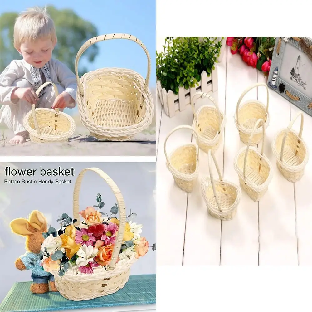 Rattan Flower Storage Basket Multi-functional Hamper Basket Hand Made Storage Baskets Picnic Basket Wicker Flower Basket