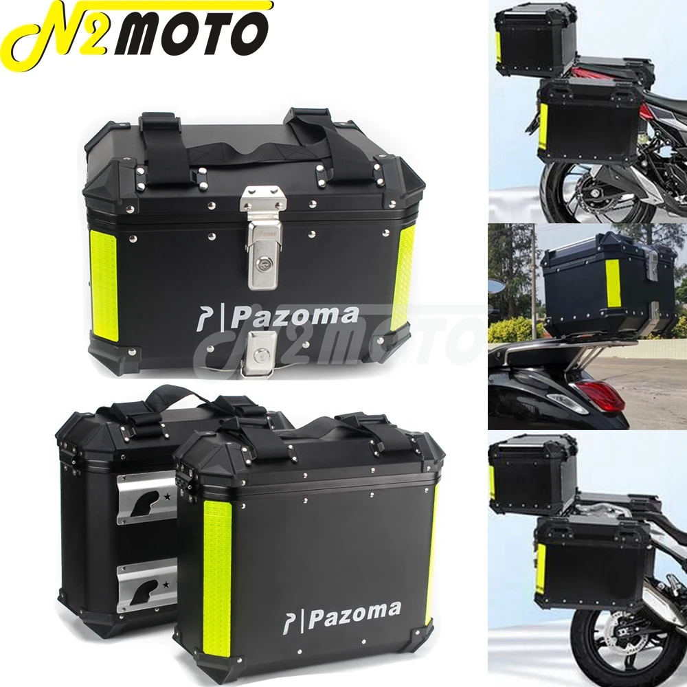 Aluminum Motorcycle Quick Release Waterproof Top Side Case Luggage Storage Box Rear Toolbox  w/Mount Kit for Kawasaki Suzuki BMW