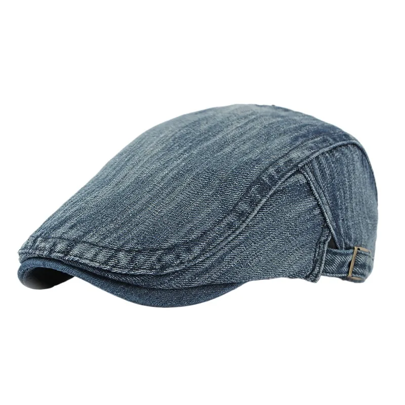 Hat Men And Women Spring And Summer Thin Breathable Washed Denim Beret British Retro Peaked Cap Casual Advance Hats