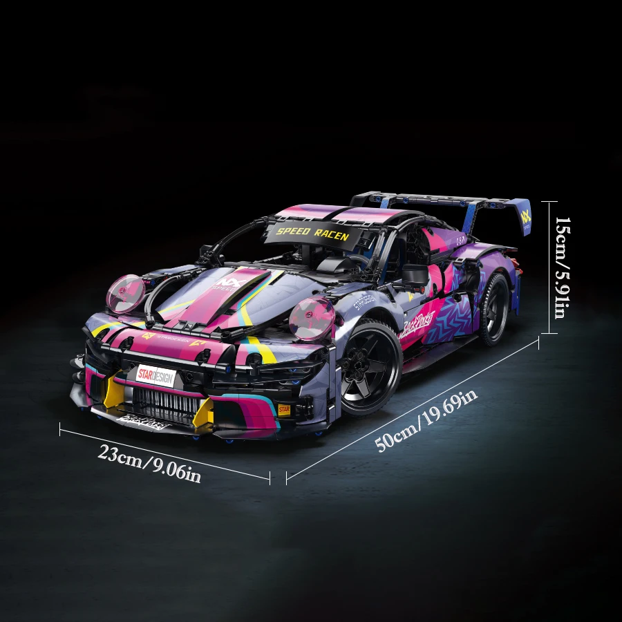 

Набор строительных блоков для гоночного автомобиля RSR, 1700 деталей, техническая модель спортивного автомобиля, игрушка для самостоятельной сборки, коллекционный подарок для взрослых/подростков/детей/мальчиков/девочек