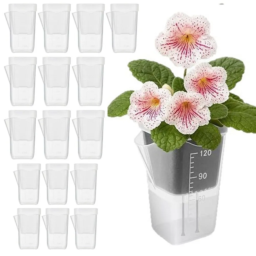 12 Set Clear Plastic Self Watering Pots Drainage Holes Reservoir System Automatic Watering Planter with Scale Mark Dual Layers