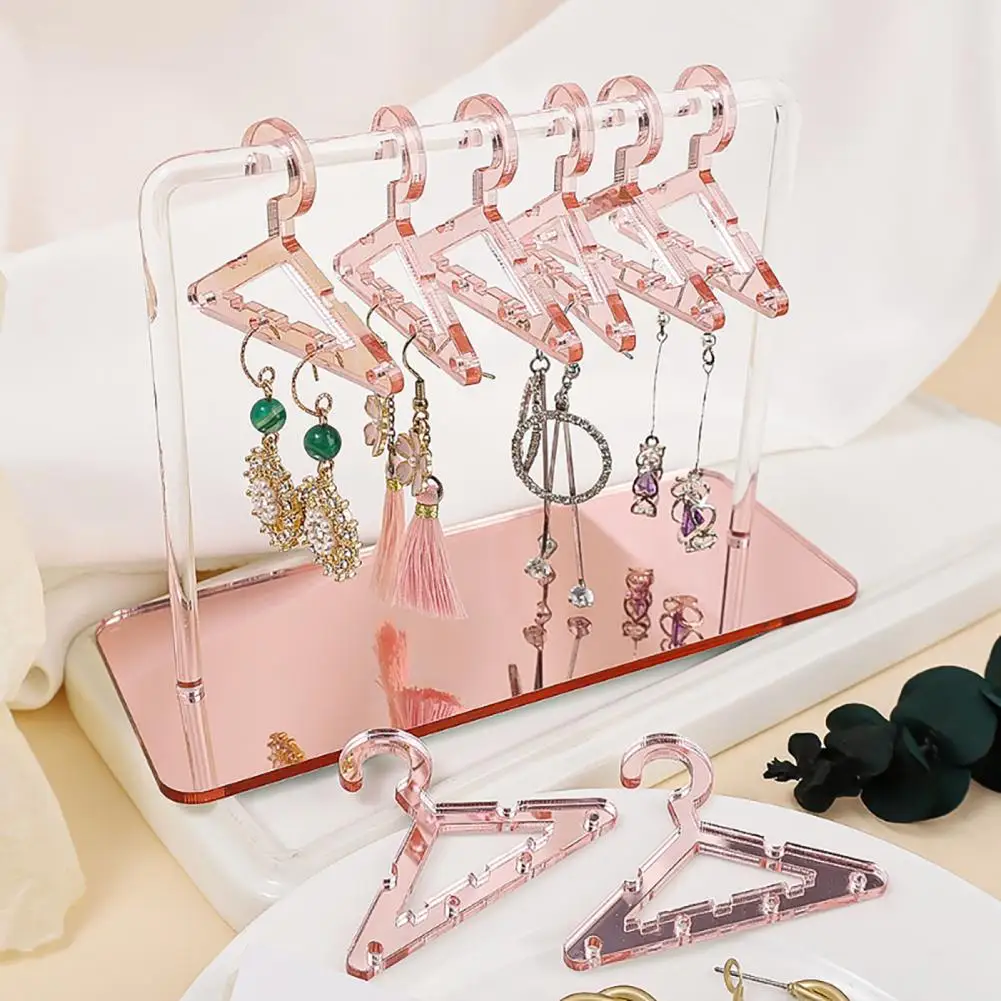 8PCS Clothes Hangers Jewelry Display Rack Earrings Rack Earring Holder Women Jewelry Display Stand Acrylic Ear Studs Hanging