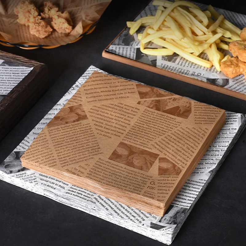 Newspaper Style Wax Paper Oilpaper Food Wrappers Paper For Bread Burger Fries Non-stick Oilpaper Wax Paper Baking Sandwich Paper