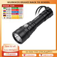 Wurkkos WK20S Powerful Diving Flashlight IPX8 Waterproof Scuba Dive Light Rechargeable Max 2000 Lumen SST40 HD LED 4 Modes