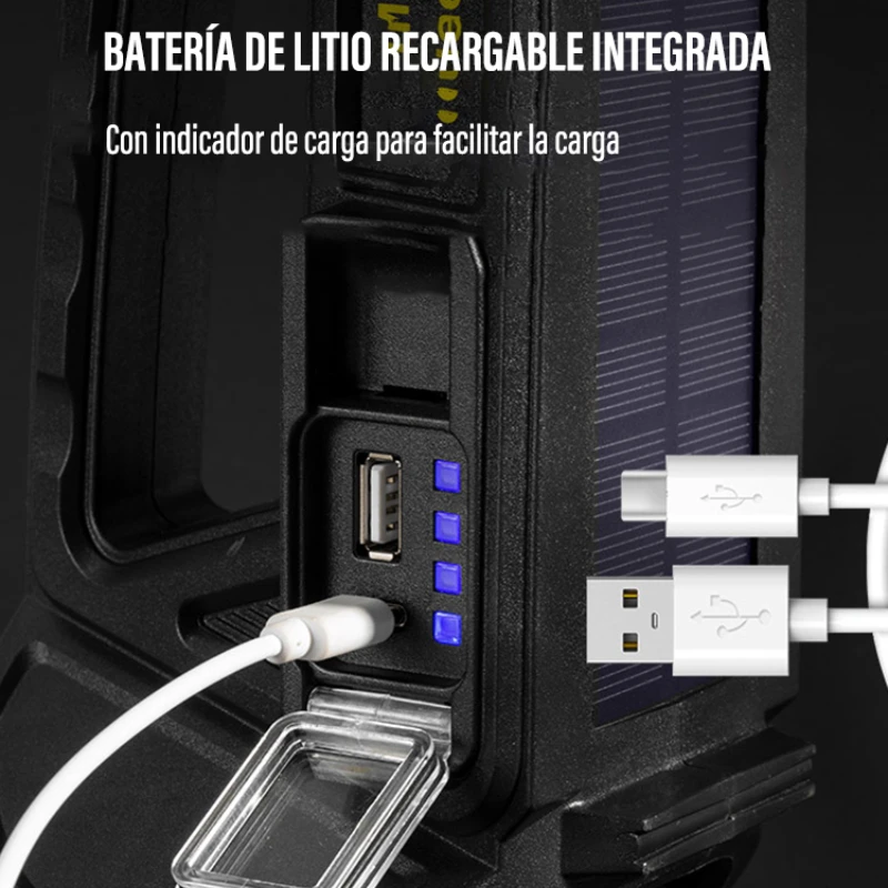 Reflector LED de alta potencia, linterna recargable de diseño de doble cabeza para acampar al aire libre, Linterna eléctrica, 1000000LM
