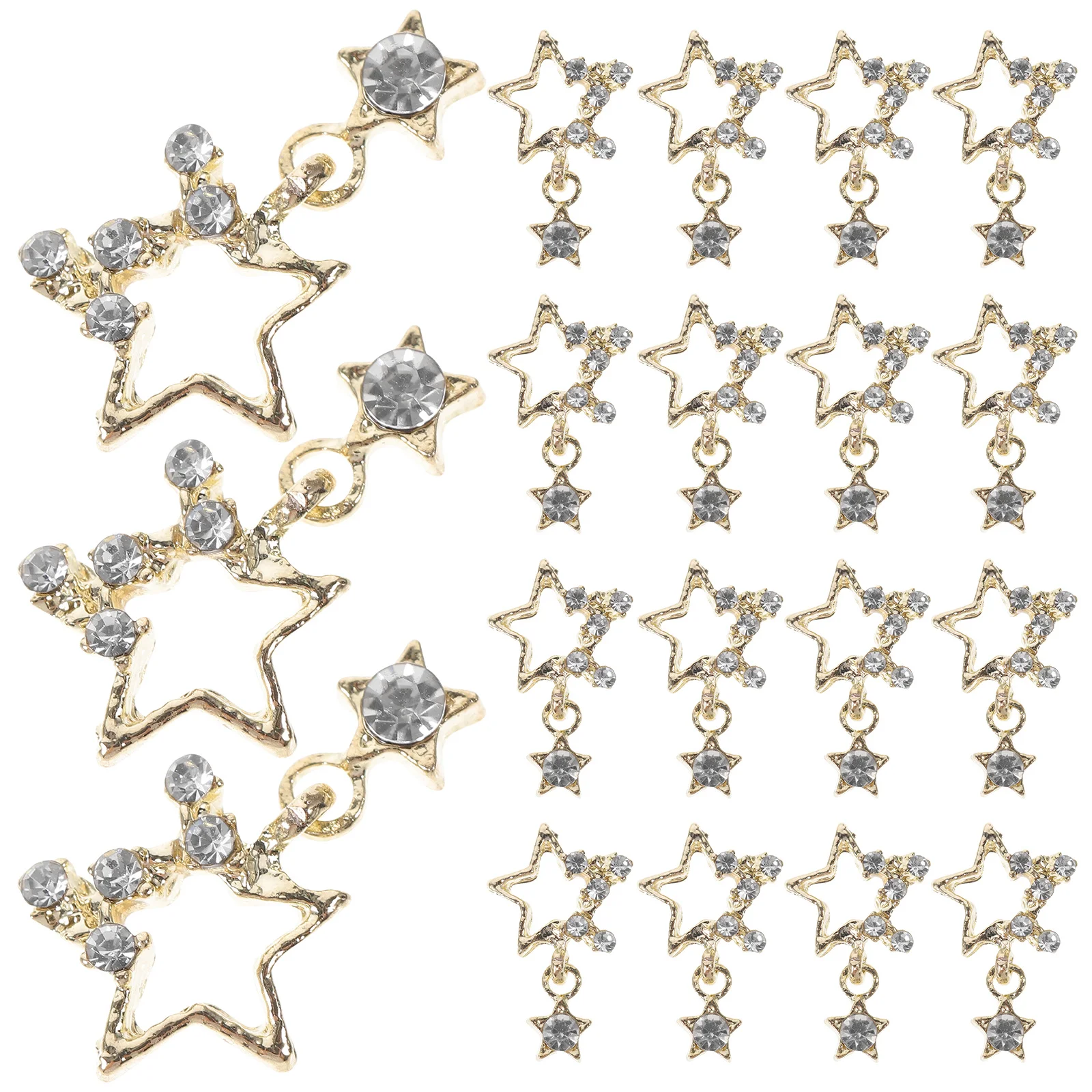 

20Pcs Star Nail Art Charms Rhinestones Kit Durable Zinc Alloy Nails Decor Star Charms for Nails Nail Rhinestones