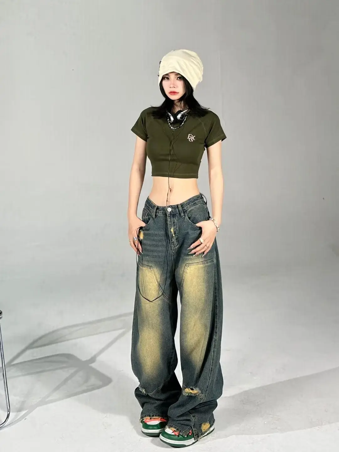 Jeans American Fashion Trend Hot Women New Street Hip Hop Retro Joker Straight Wide Leg Pants Unisex Casual Loose Denim Trousers