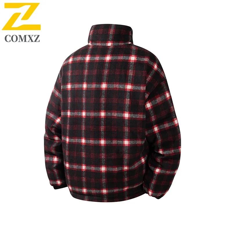 COMXZ Men Parker Coat Comfortable Reversible Plus Size Ski Street Warm Hiking Cotton-Padded Jacket Windproof Snow Puffer Jacket