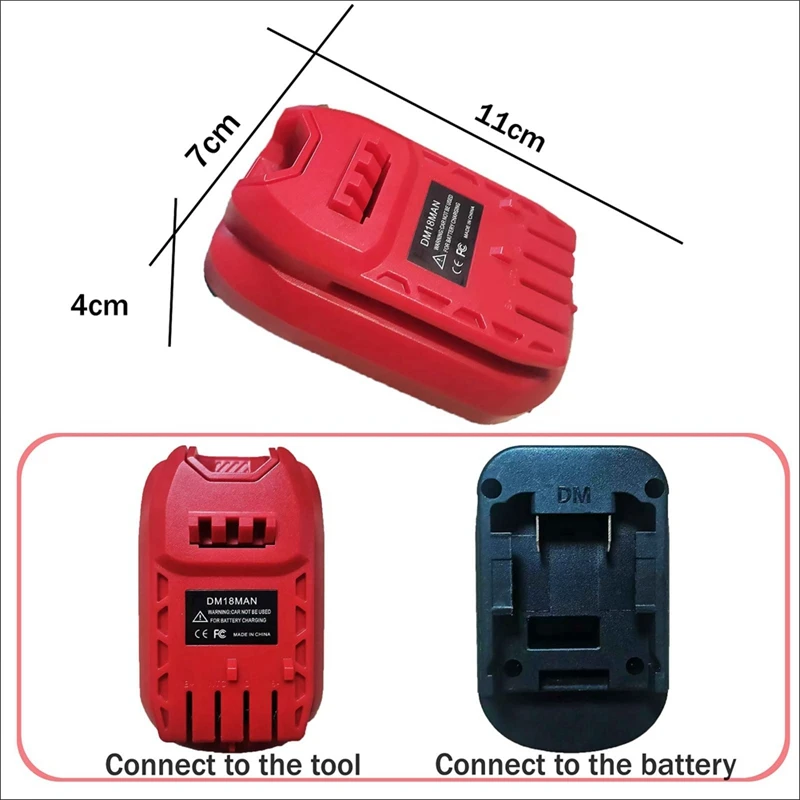 ตัวแปลงแบตเตอรี่สำหรับช่างฝีมือไร้สาย20V อะแดปเตอร์ DM18MAN สำหรับ DeWalt 20V/MIL-18V ตัวแปลงแบตเตอรี่ Li-ON