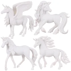 4 Pcs Coloring White Embryo and Crafts for Kids Unicorn Toy Girls Water Table Painting Toys DIY Mold Ceramics Kit