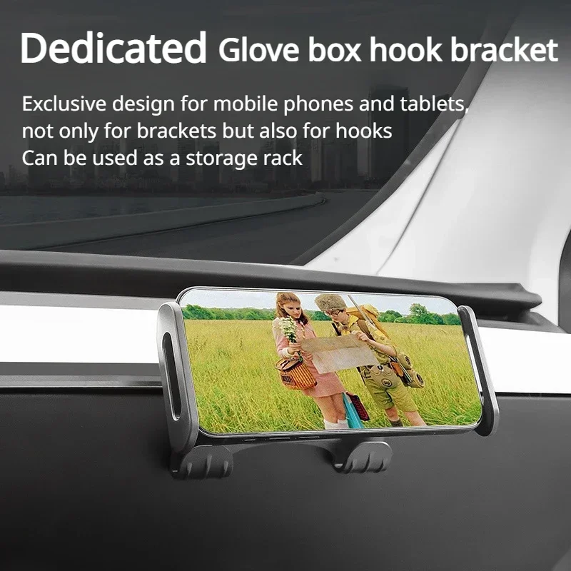 For Tesla Model 3 Y Back Seat Phone Holder Hook 360 Degree Rotate Stand Glove Box Holder for Tablet PC IPad Car Accessories 2023