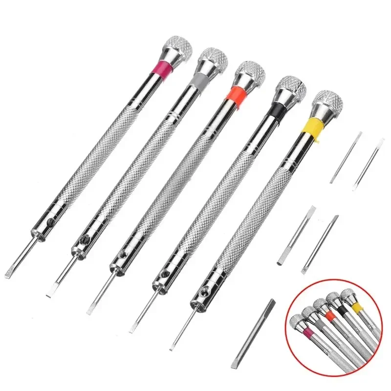 5 sztuk/zestaw 0.8-1.6mm śrubokręt stalowy do naprawy zegarków przenośne narzędzia do zegarków usuwanie paska za pomocą Mini Link Pins narzędzia zegarmistrzowskie