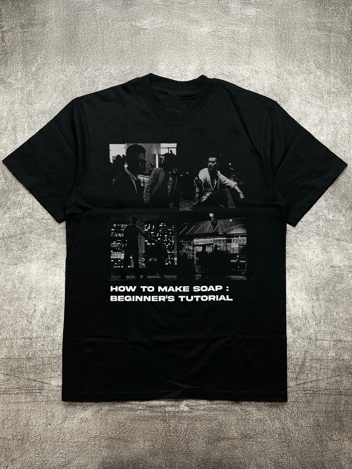 T-shirt noir en coton pour homme, impression par transfert thermique, scène de collage, "Comment faire Regina: Tutaple du maire intérieur", 200g