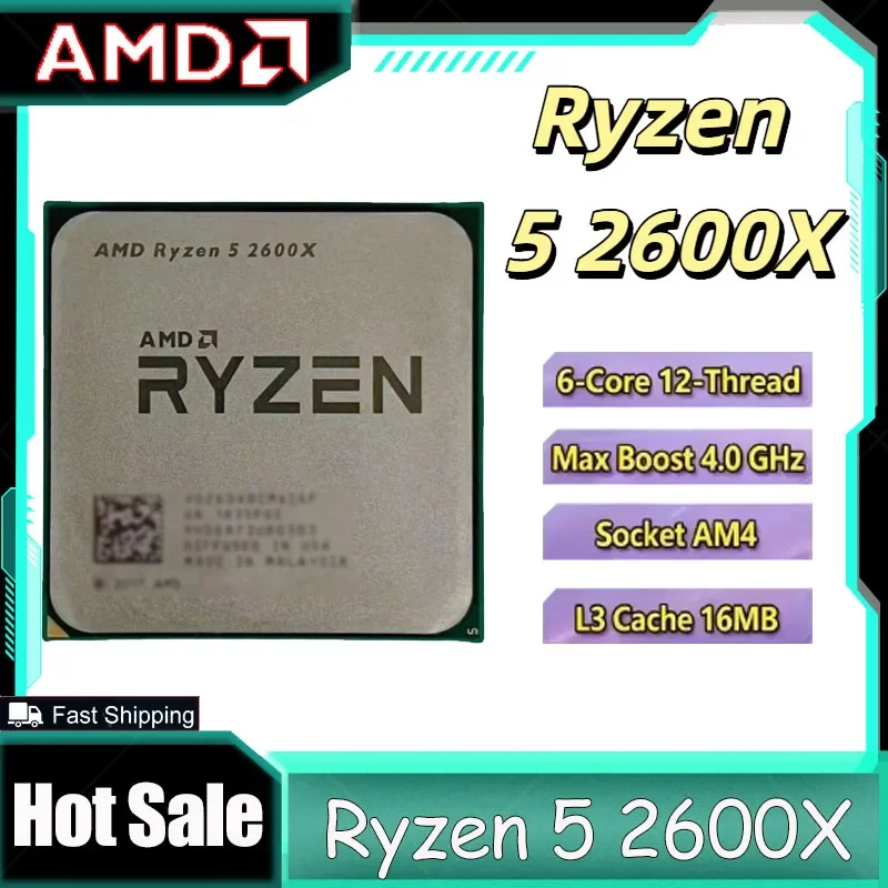 

2026 New AMD Ryzen 5 2600X 6 Core 12 Thread 3.6GHz AM4 Unboxed OEM Tray CPU 95W For Gaming DIY Desktop PC
