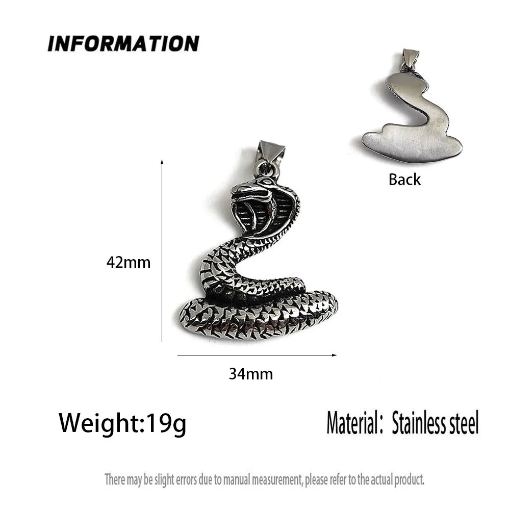 Retro cast cobra stainless steel pendant, waterproof and non-fading blackening process, bulk sales of accessories