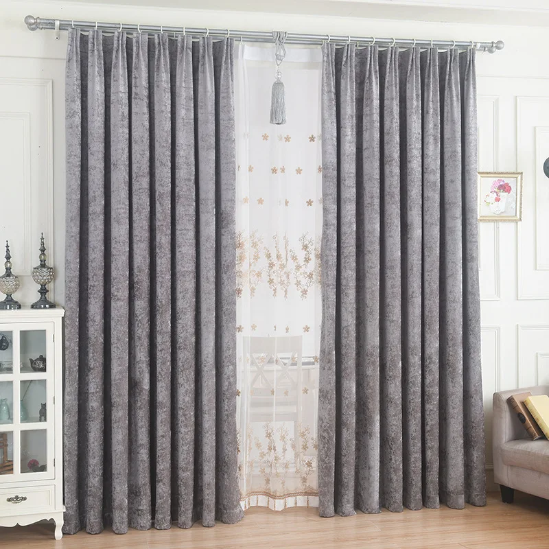 

3DC8 thickened chenille full blackout curtains 100 opaque thermal insulation velvet curtains bedroom 2021 new style